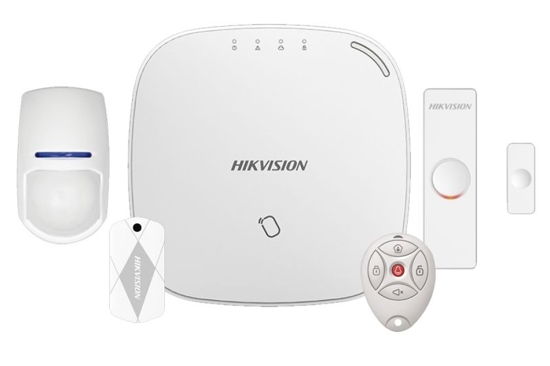 Hikvision kit alarma panel central, magnetico inalambrico, control remoto, sensor PIR