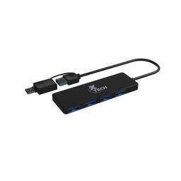 [XTC-390] XTECH XTC-390 Hub USB 4 Puertos 3.0 Negro